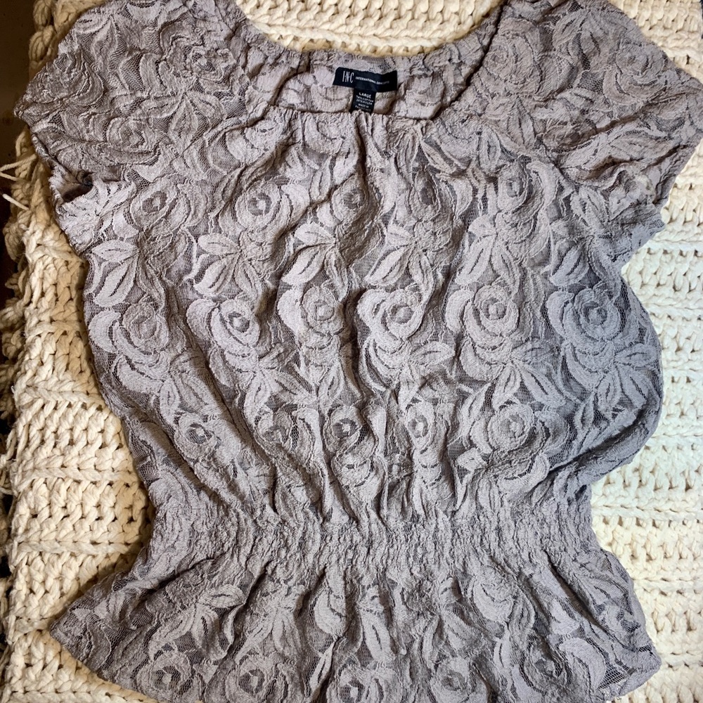 Taupe lace top by INC.